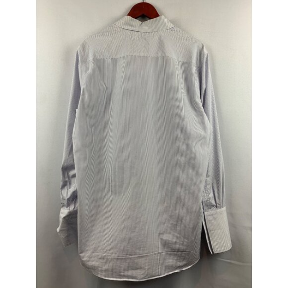 Mens J. Crew Slim Fit Blue & White Striped Dress Shirt Size M - Picture 7 of 9